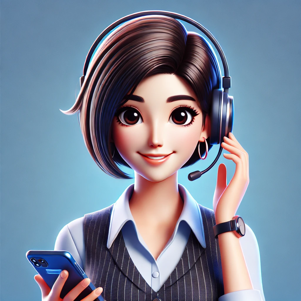 Image of DALL·E 2025 01 31 02.30.02 A friendly and professional looking female mascot in a semi realistic cartoon style wearing a modern outfit. She has short dark hair a warm smile a