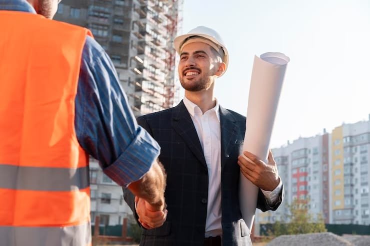 Image of trabalhador de construcao civil no local com arquiteto 23 2149124271 1